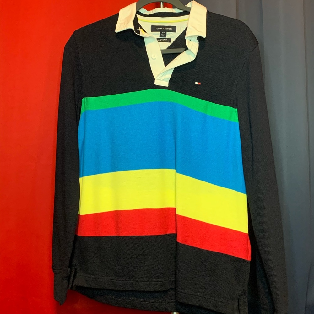 Tommy Hilfiger long sleeve polo, multi color